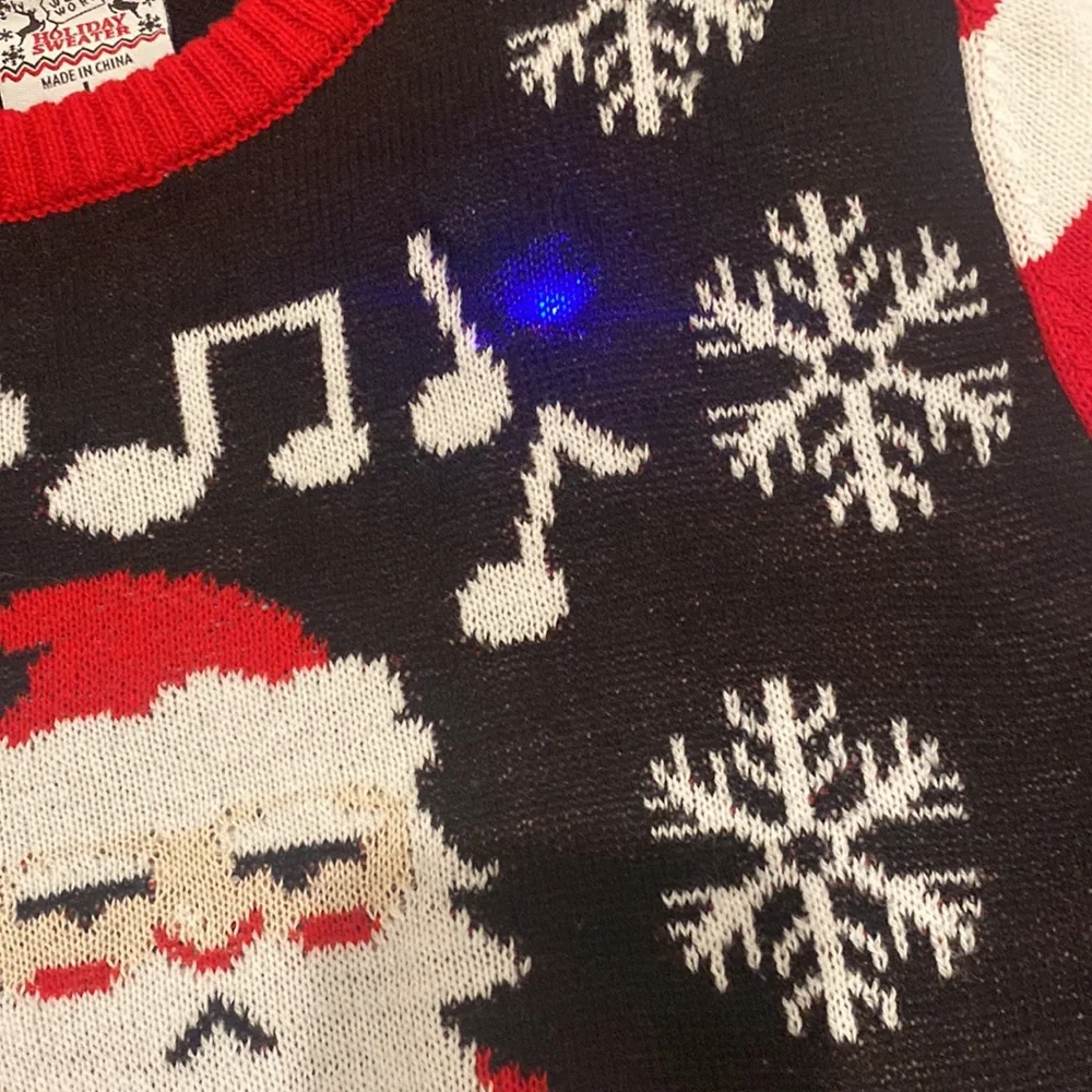 Well Worn Holiday Sweater Christmas Dancing Santa FA-LA-LA-LA-LOSS Light Up SZ L
